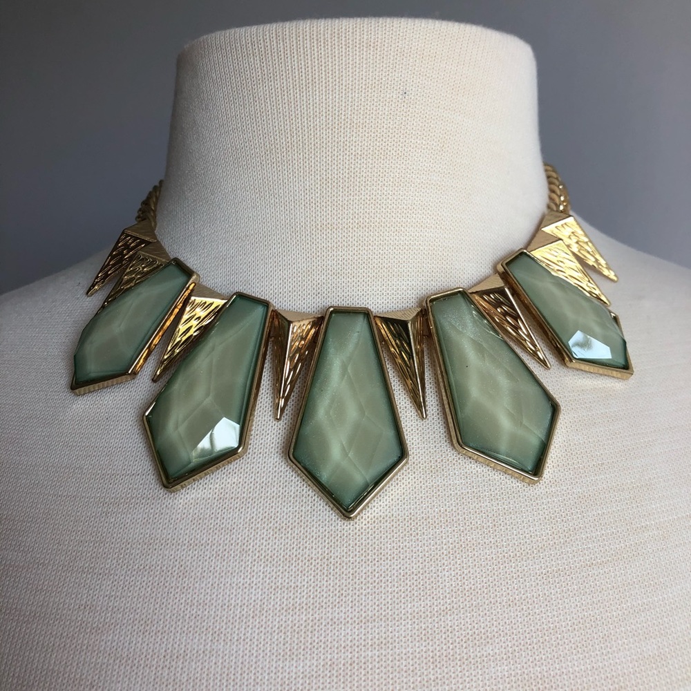 Statement Choker Mint & Gold Fashion Necklace